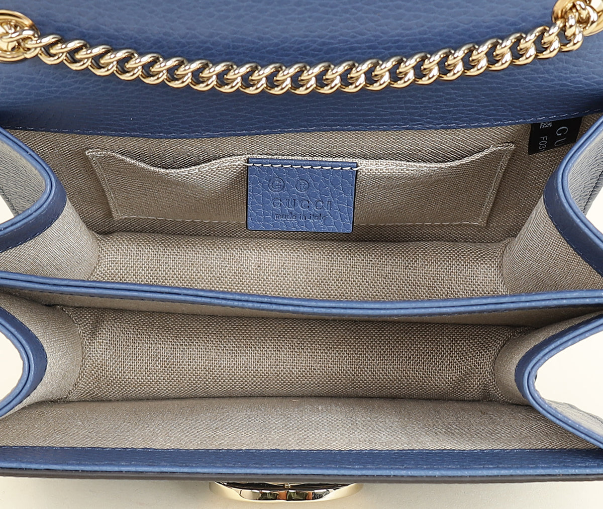 Gucci Blue Interlocking G Flap Small Shoulder Bag-Gucci-THE CLOSET