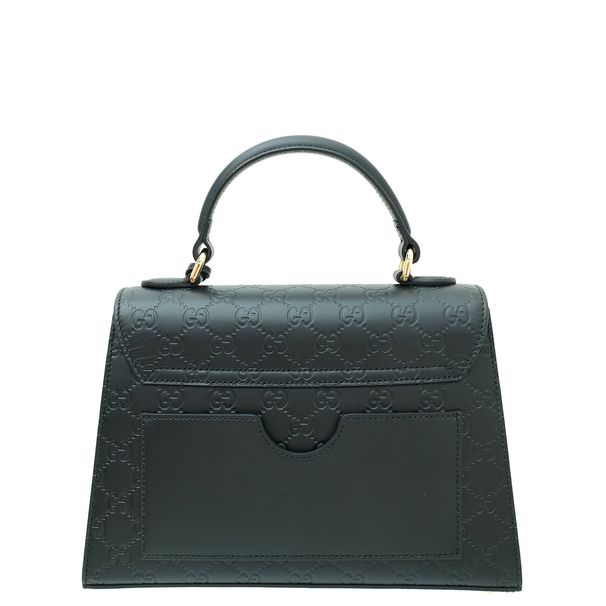 Gucci Black GG Guccissima Padlock Top Handle Small Bag