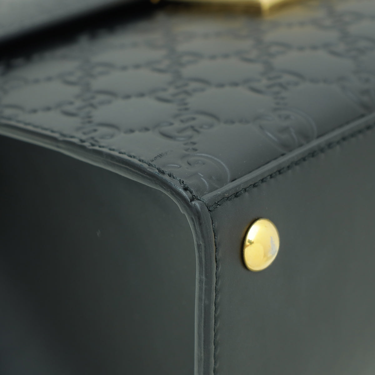Gucci Black GG Guccissima Padlock Top Handle Small Bag