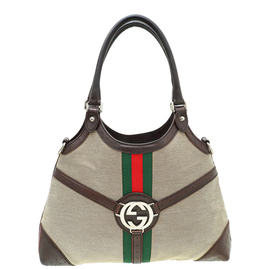 Gucci Bicolor Reins Web Hobo Bag