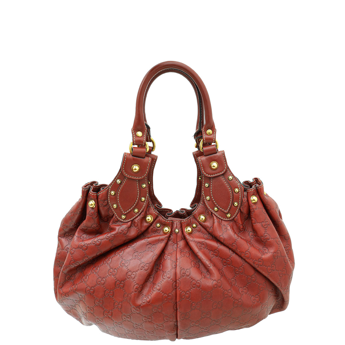 Gucci Rust Red Guccissima Studded Pelham Bag