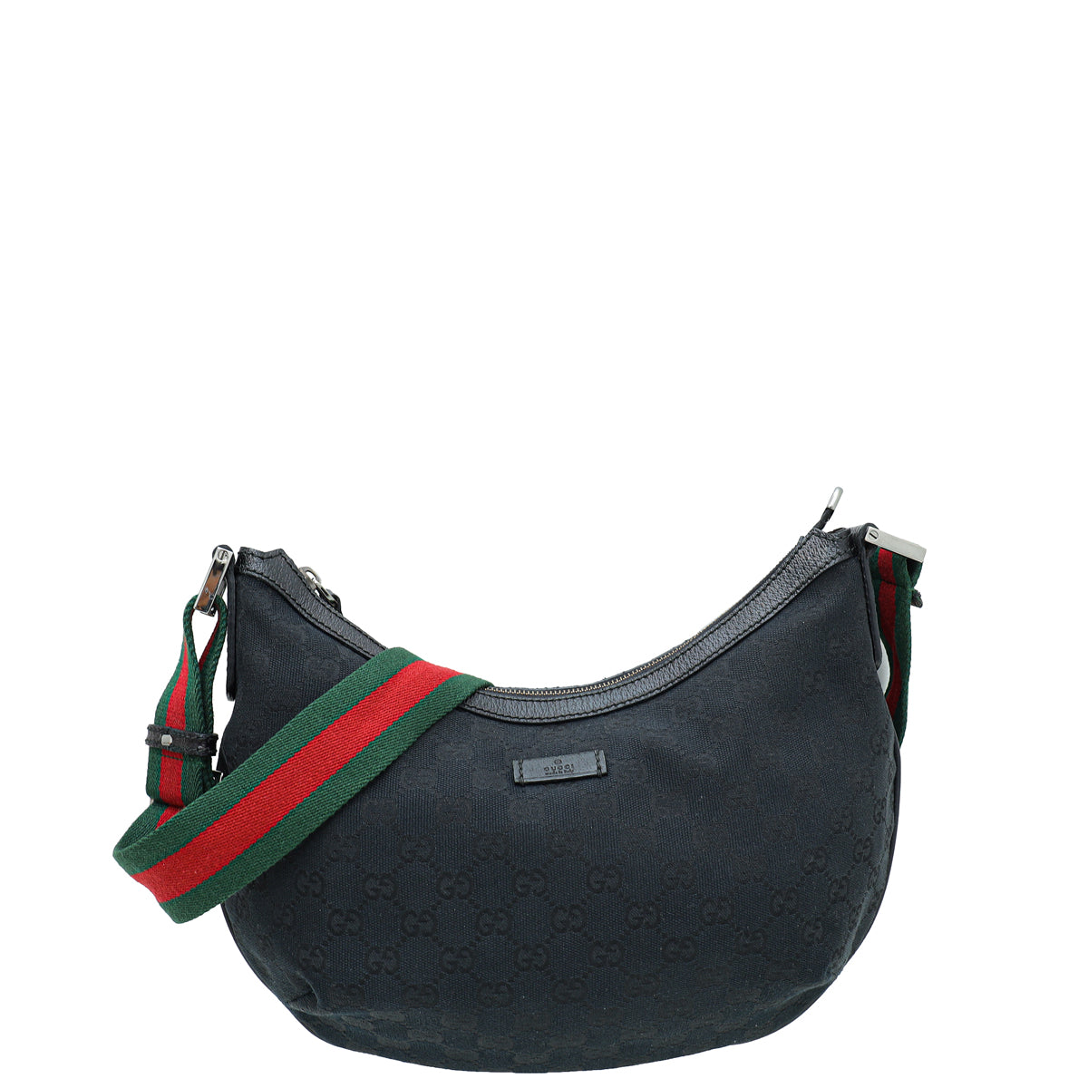 Gucci Black GG Web Messenger Bag-Gucci-THE CLOSET