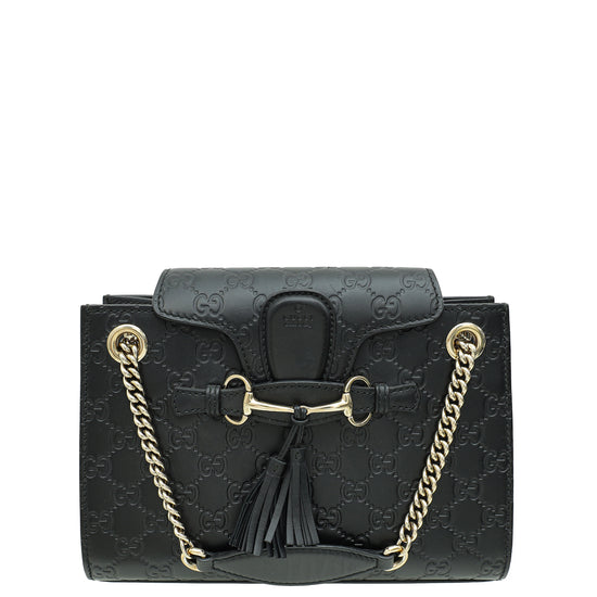 Gucci Black GG Guccissima Emily Small Shoulder Bag