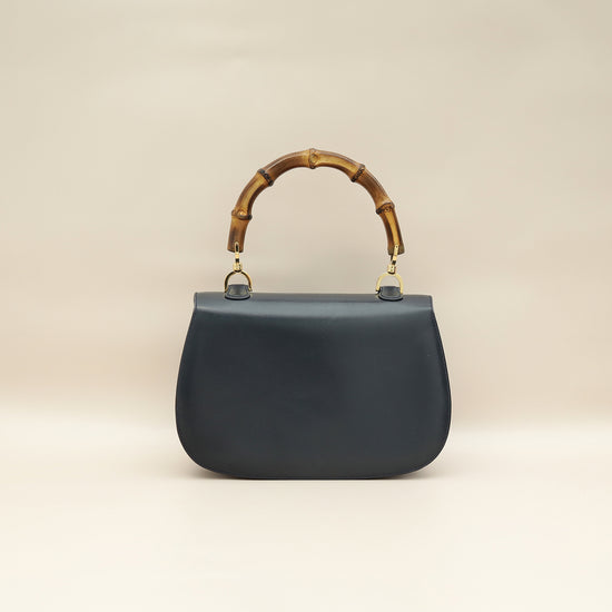 Gucci Navy Blue Bamboo Top Handle Bag-Gucci-THE CLOSET