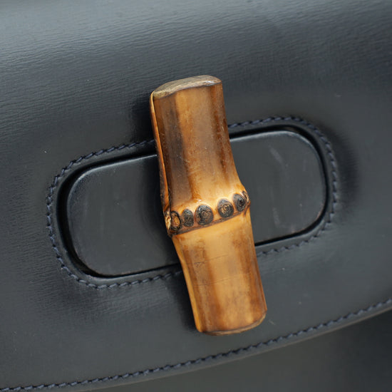 Gucci Navy Blue Bamboo Top Handle Bag-Gucci-THE CLOSET