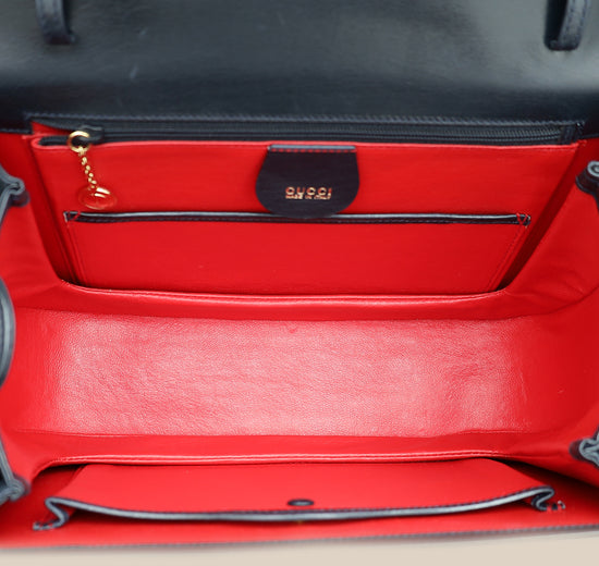 Gucci Navy Blue Bamboo Top Handle Bag-Gucci-THE CLOSET