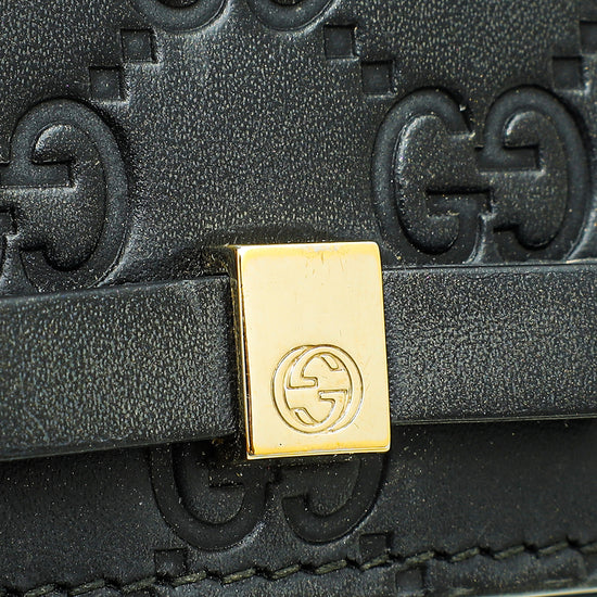 Gucci Black Guccissima Bow Chain Wallet