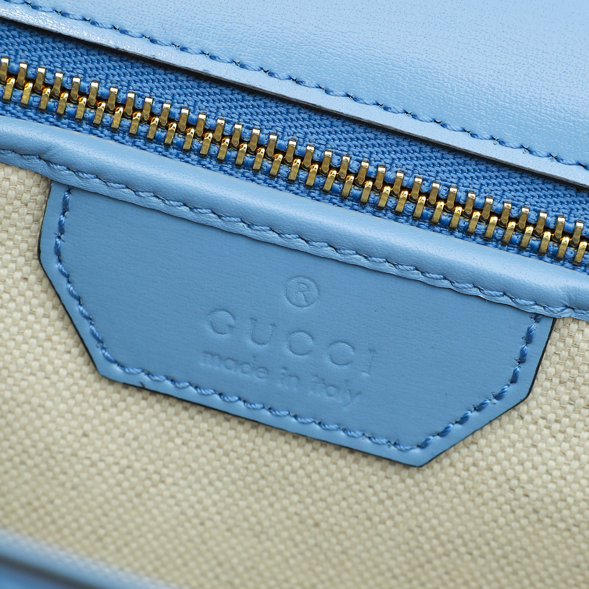 Gucci Sky Blue Bamboo 1947 Small Top Handle Bag