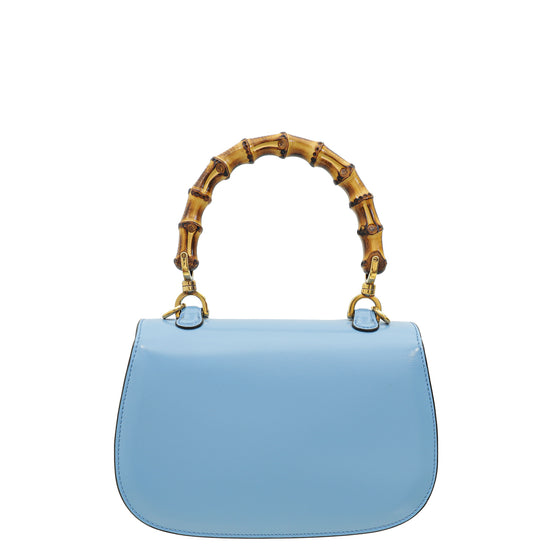 Gucci Sky Blue Bamboo 1947 Small Top Handle Bag