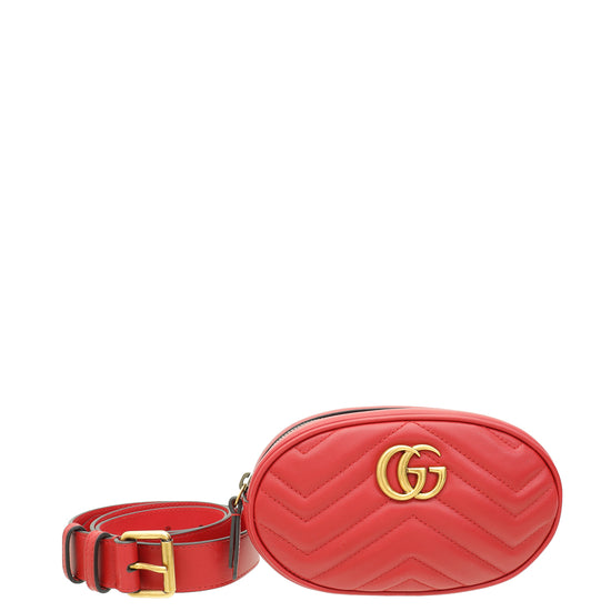 Gucci Red GG Marmont Mini Belt Bag