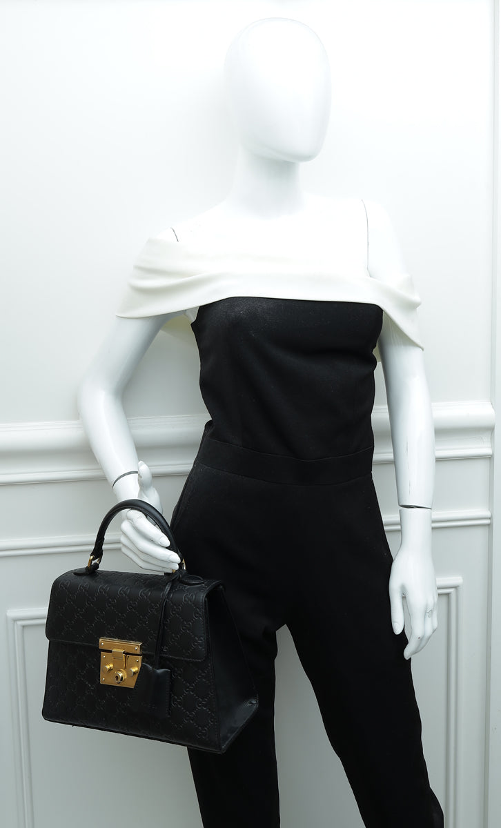 Gucci Black Guccissima Leather Medium Padlock Shoulder Bag Gucci