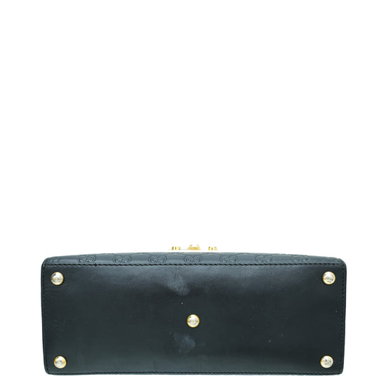 Gucci Black Guccissima Padlock Top Handle Small Bag