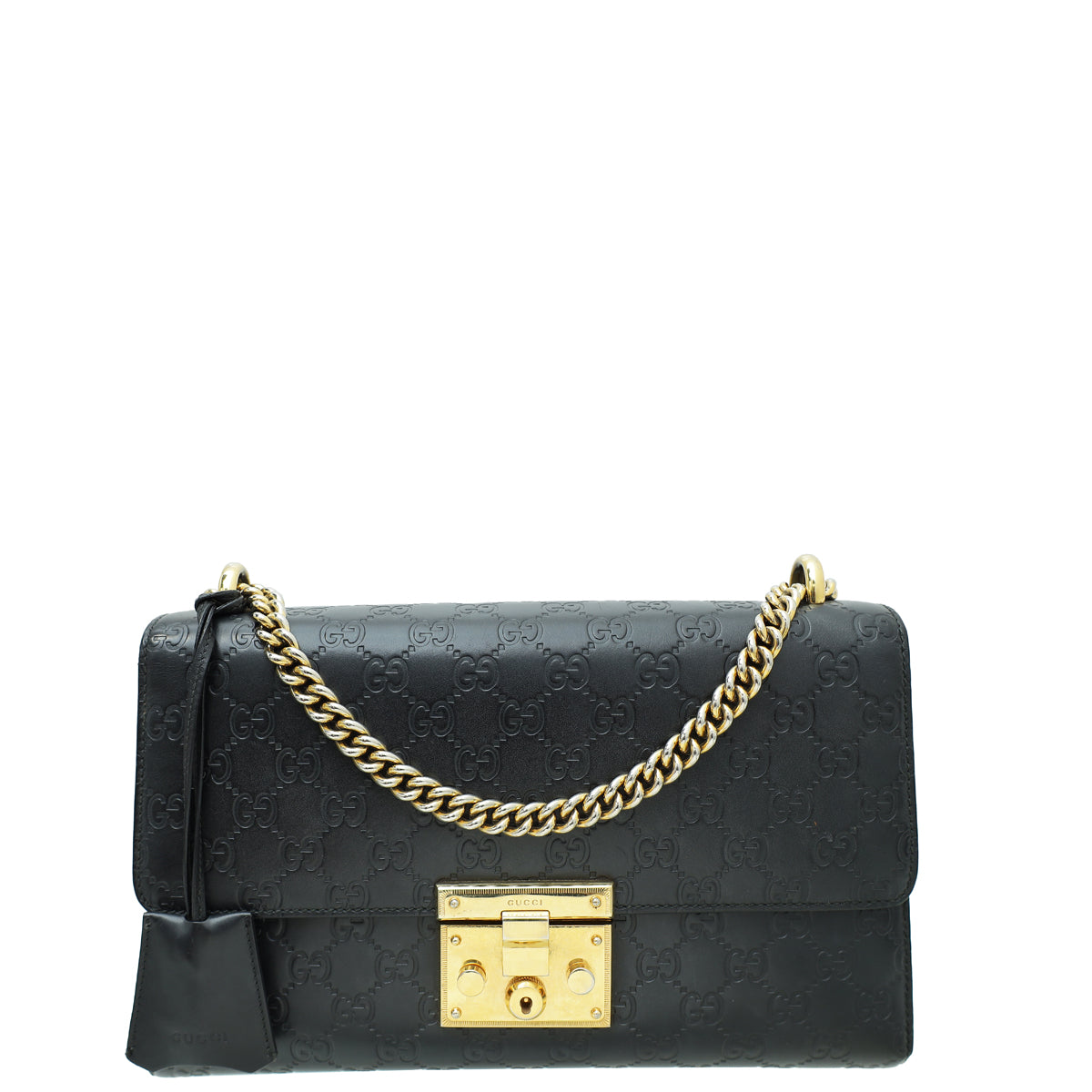 Gucci Black GG Guccissima Padlock Medium Shoulder Bag-Gucci-THE CLOSET