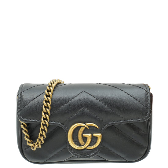 Gucci Black GG Marmont Chain Pouch