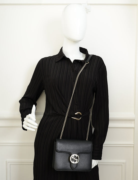 Gucci Black Interlocking G Small Chain Shoulder Bag