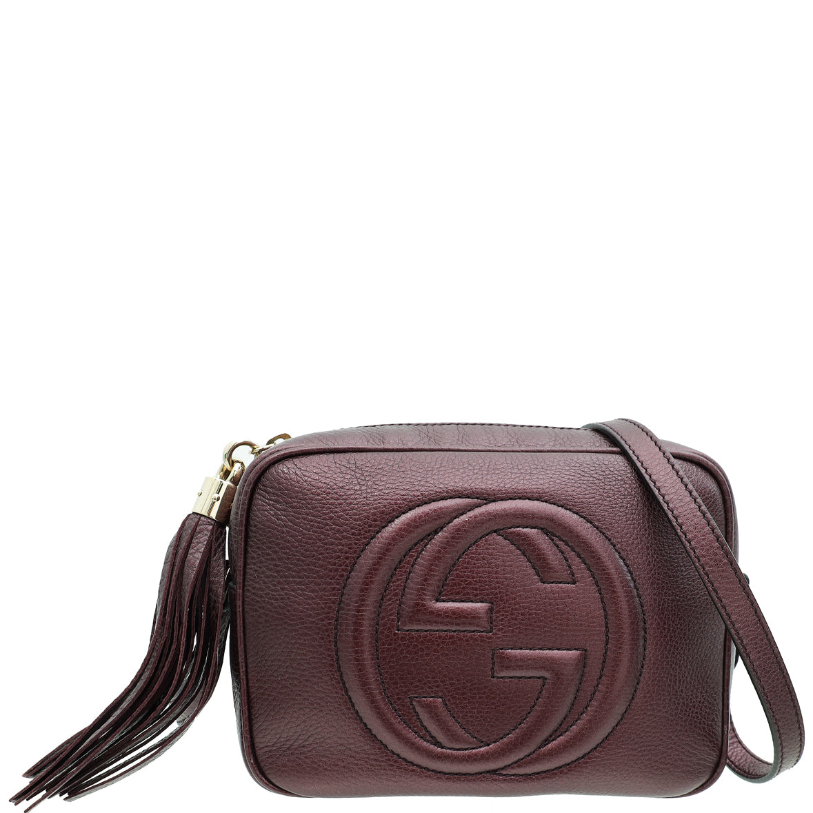 Gucci Metallic Burgundy Soho Disco Crossbody Bag