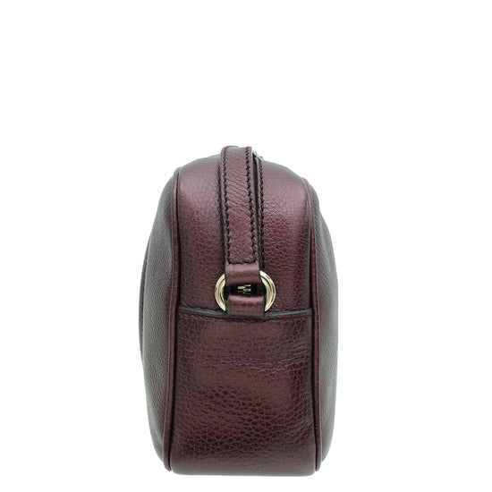 Gucci Metallic Burgundy Soho Disco Crossbody Bag