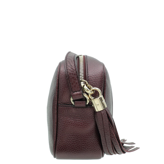 Gucci Metallic Burgundy Soho Disco Crossbody Bag