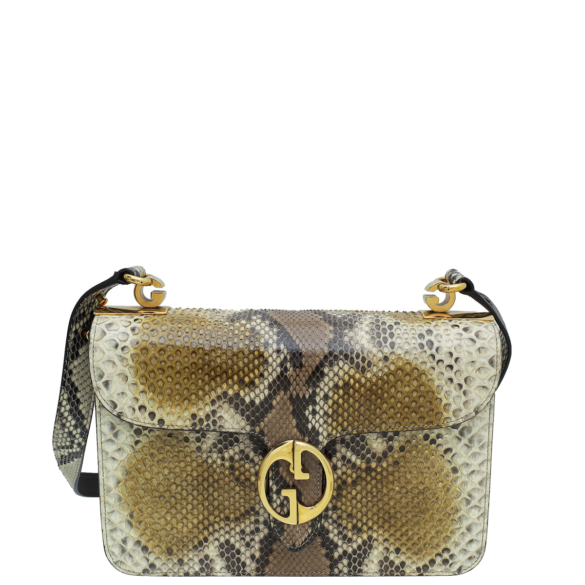 Gucci Tricolor Python 1973 Flap Medium Shoulder Bag