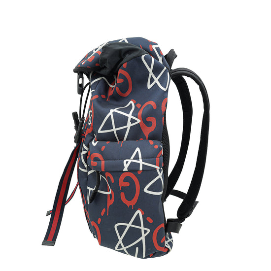 Gucci Navy Multicolor Ghost Backpack Bag