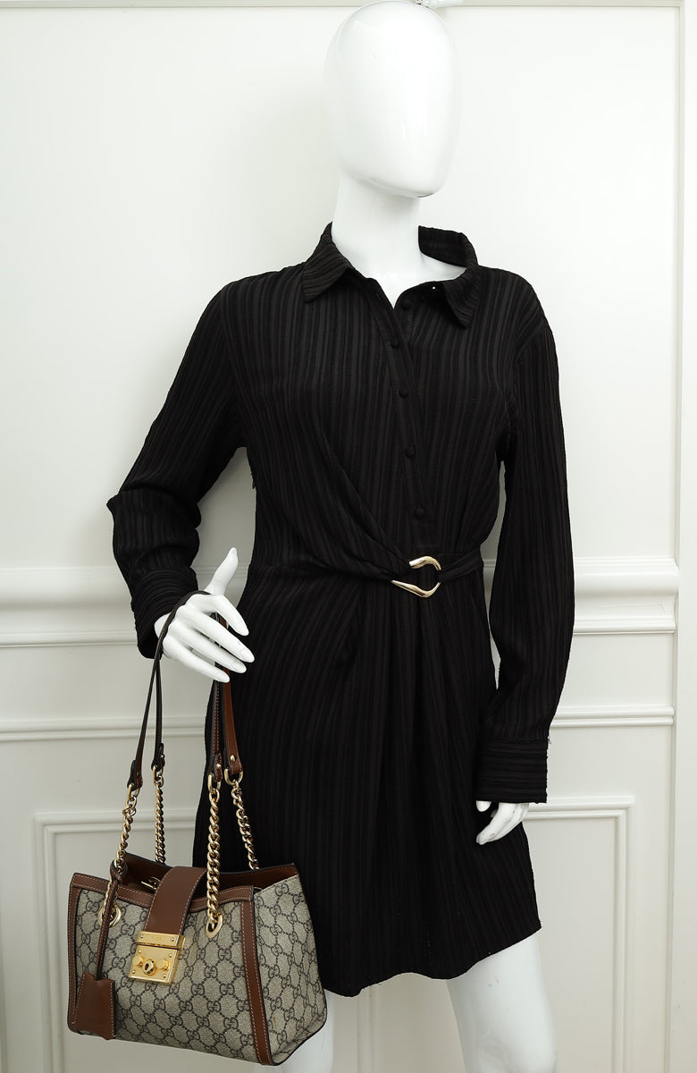 Gucci Ebony GG Supreme Padlock Small Tote Bag-Gucci-THE CLOSET