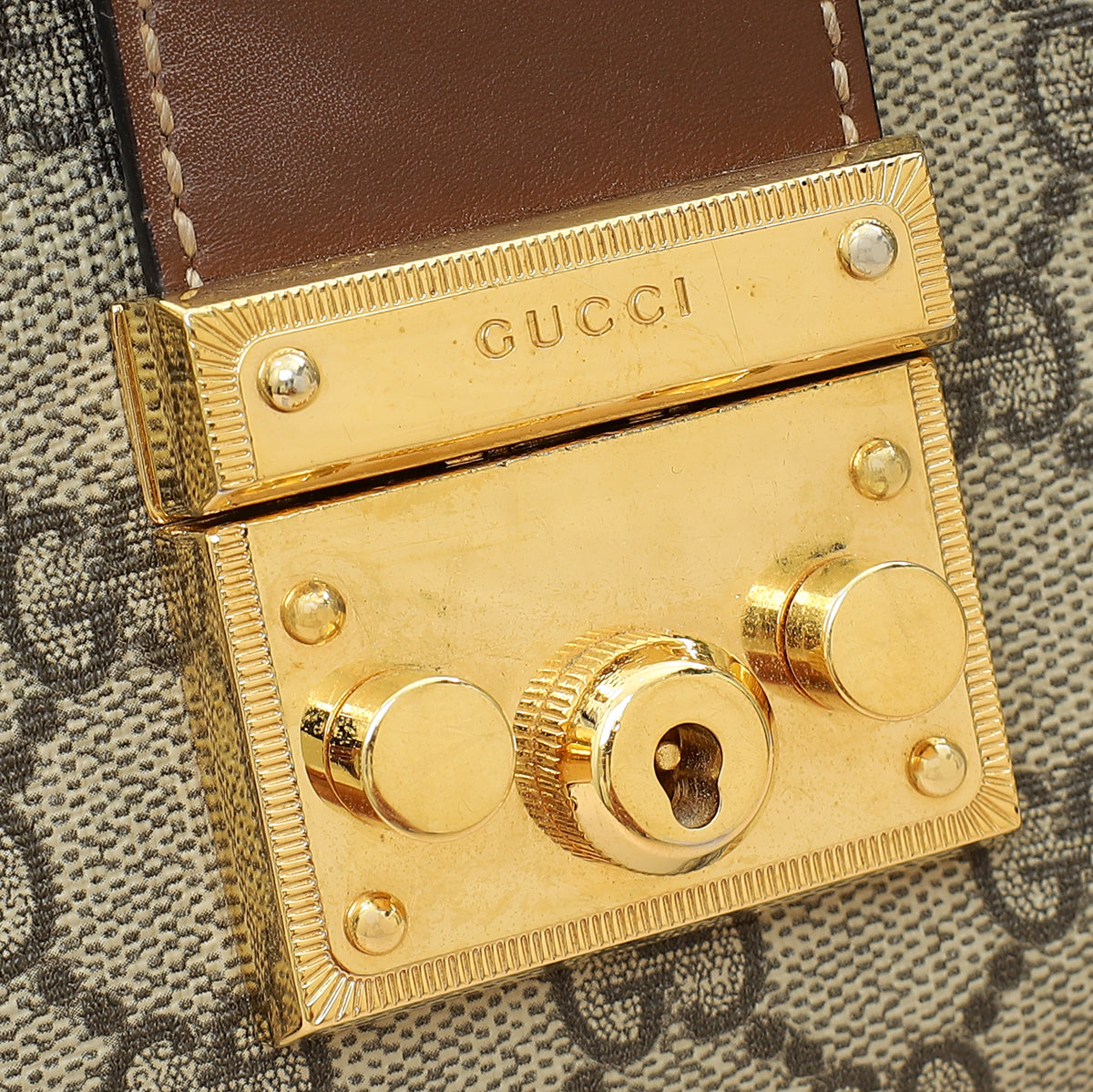 Gucci Ebony GG Supreme Padlock Small Tote Bag-Gucci-THE CLOSET