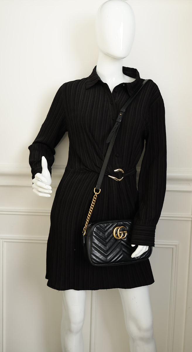 Gucci Black GG Marmont Camera Small Shoulder Bag