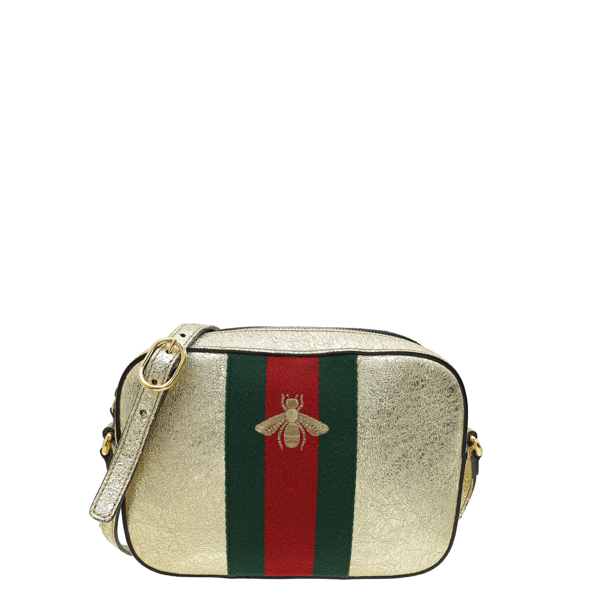 Gucci Gold Webby Bee Camera Shoulder Bag-Gucci-THE CLOSET