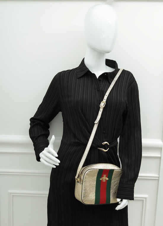 Gucci Gold Webby Bee Camera Shoulder Bag-Gucci-THE CLOSET