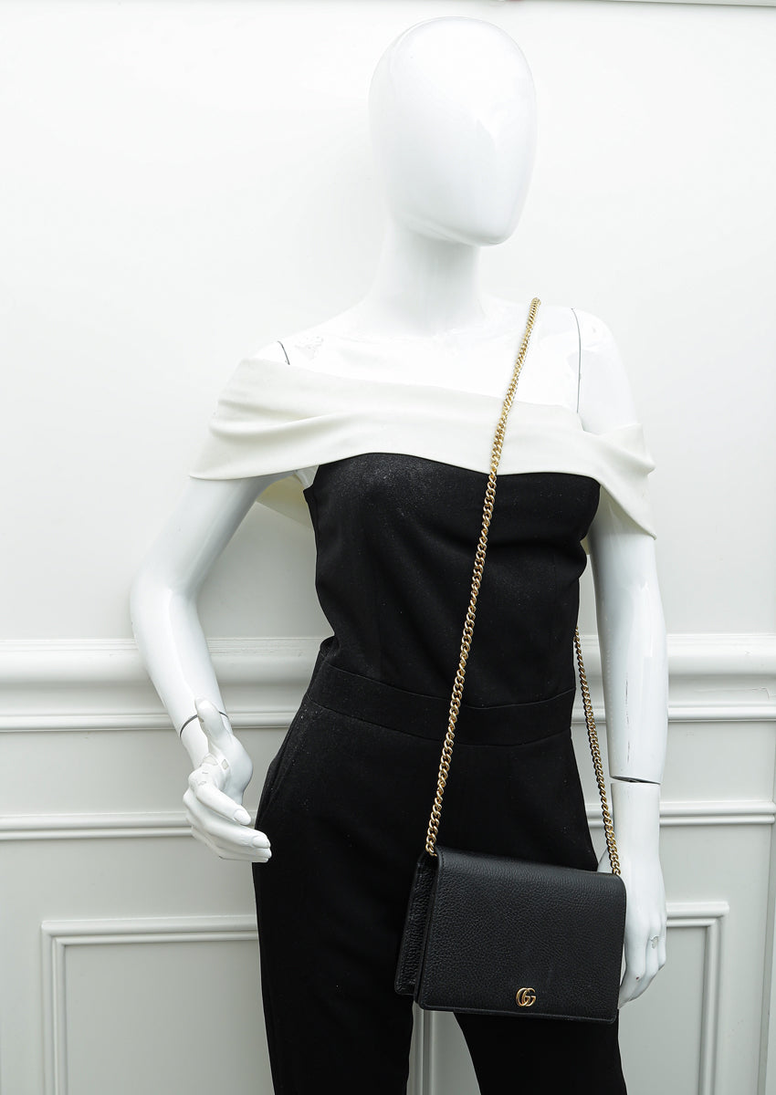 Gucci Black GG Marmont Mini Chain Bag