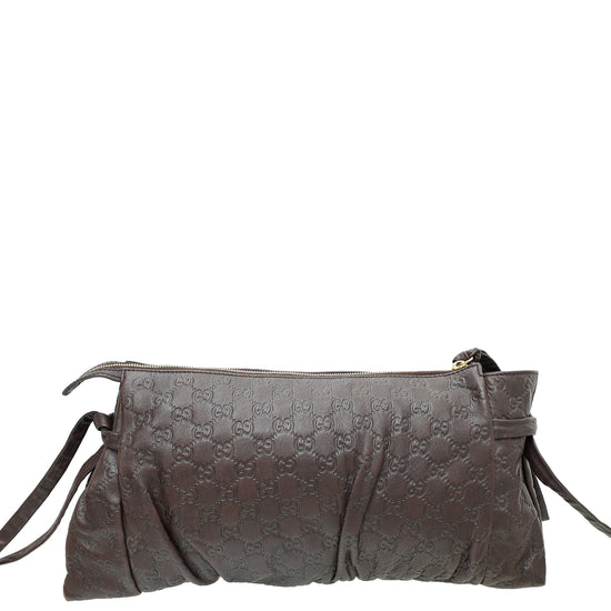 Gucci Dark Brown Guccissima Hysteria Large Clutch