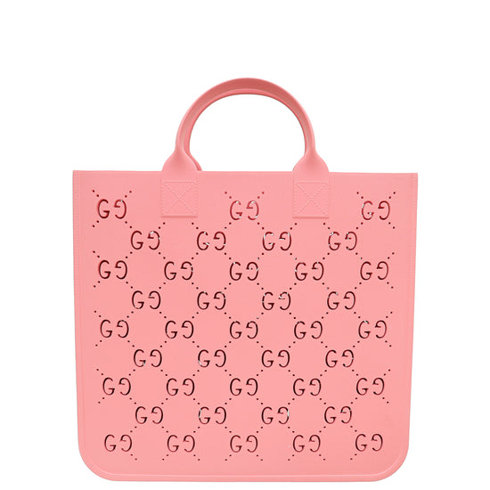 Gucci Pink GG Motif Rubber Tote Bag
