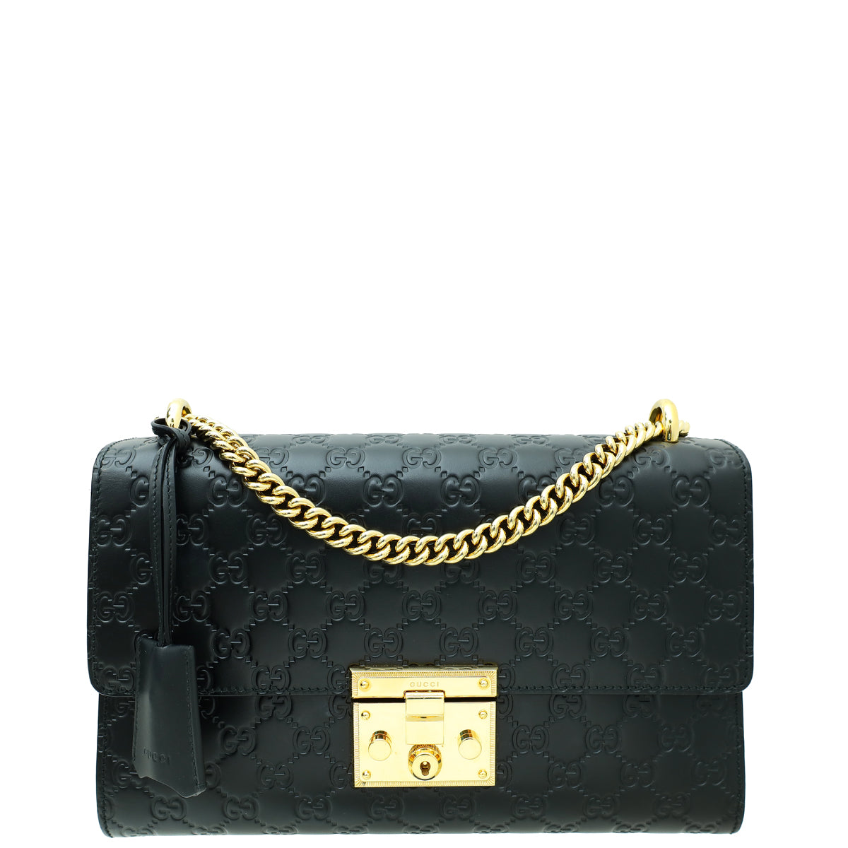 Gucci Black GG Guccissima Padlock Medium Shoulder Bag-Gucci-THE CLOSET