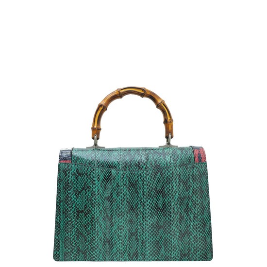 Gucci Green Snakeskin Medium Lilith Top Handle Bag