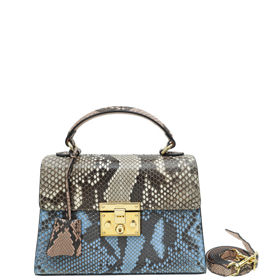 Gucci Multicolor Python Padlock Small Top Handle Bag