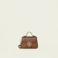 Gucci Brown Diagonal GG Marmont Mini Top Handle Bag