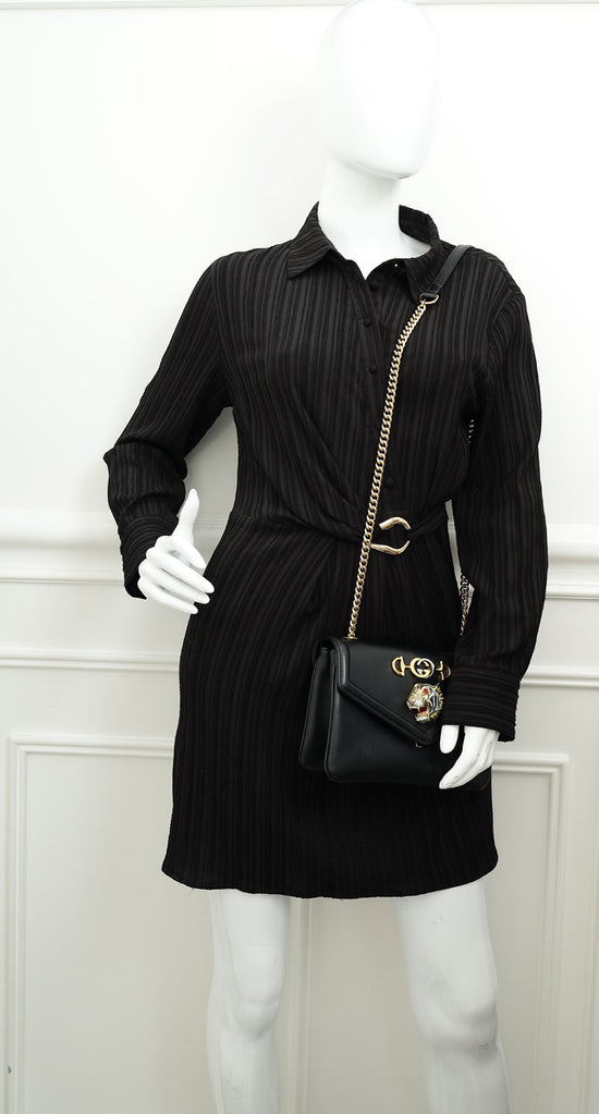 Gucci Black Rajah Medium Vitello Palmellato Lux Crystal Shoulder Bag-Gucci-THE CLOSET