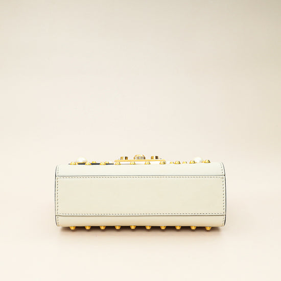 Gucci White Padlock Pearl Studs Small Shoulder Bag-Gucci-THE CLOSET
