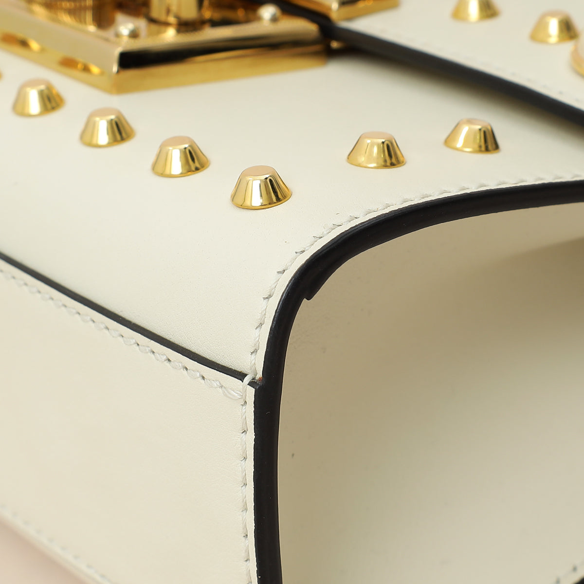 Gucci White Padlock Pearl Studs Small Shoulder Bag-Gucci-THE CLOSET