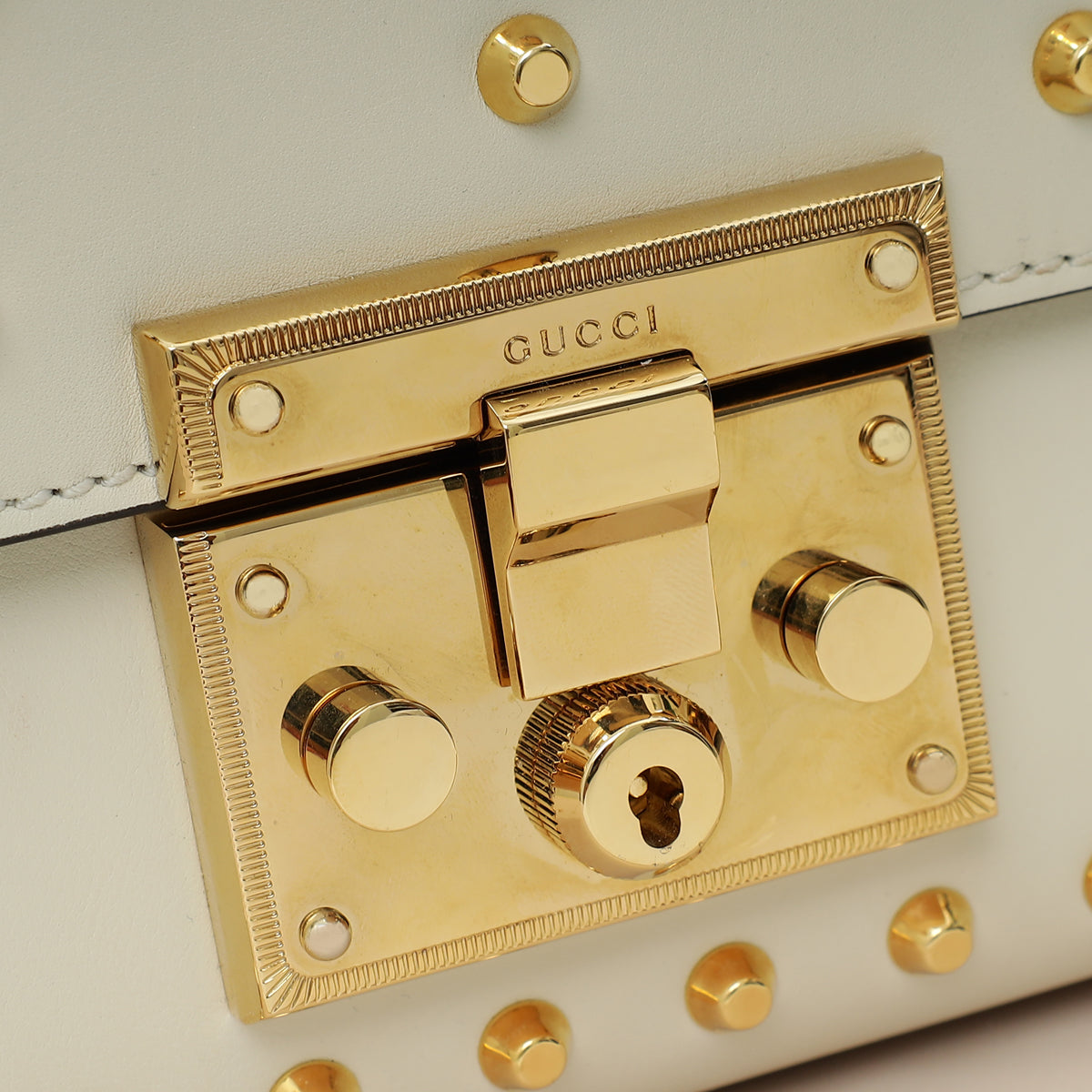 Gucci White Padlock Pearl Studs Small Shoulder Bag-Gucci-THE CLOSET