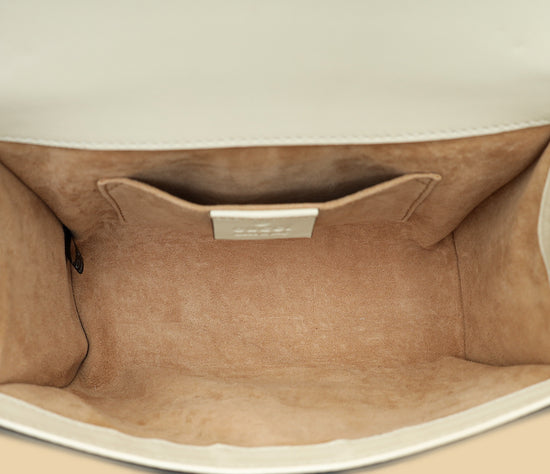 Gucci White Padlock Pearl Studs Small Shoulder Bag-Gucci-THE CLOSET