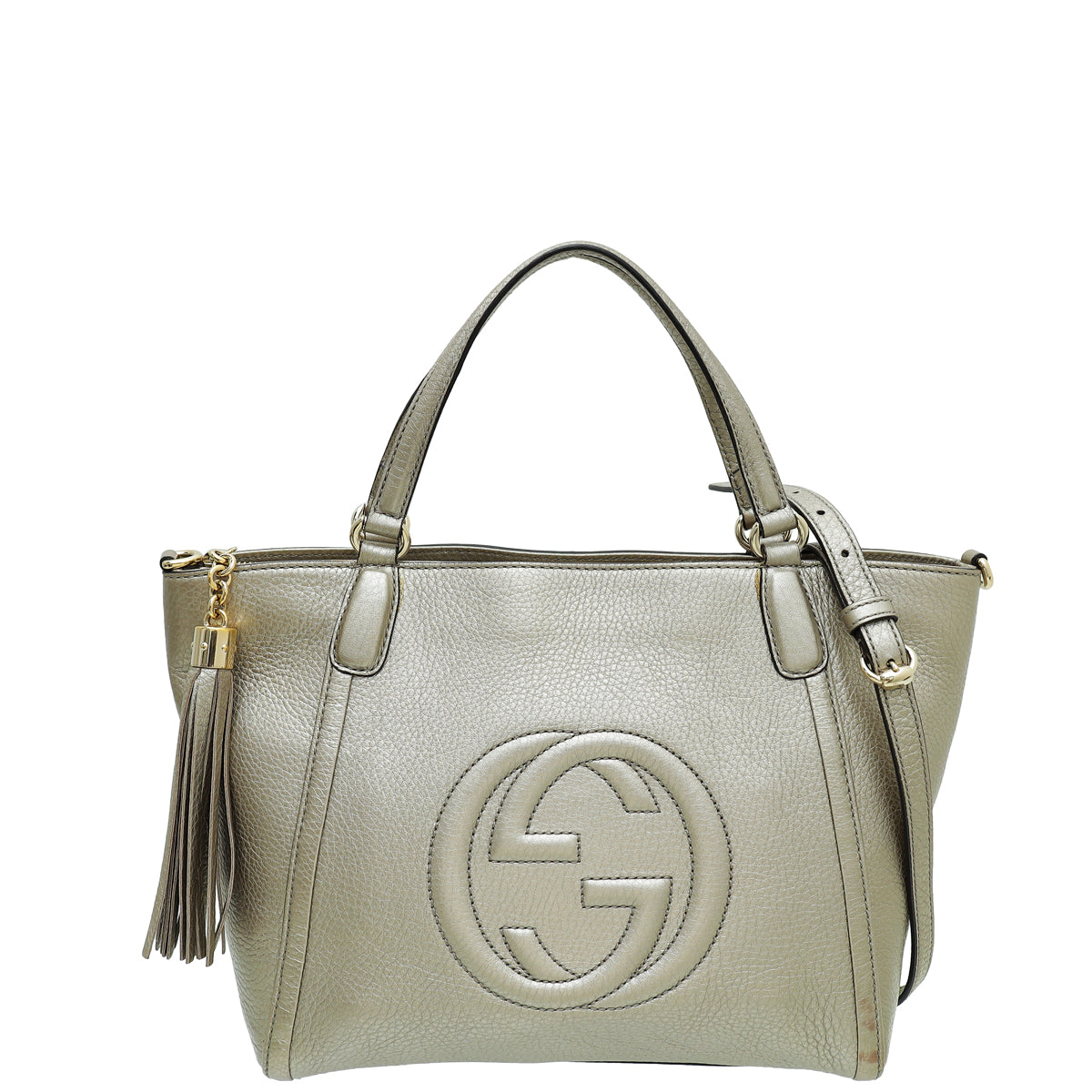 Gucci Metallic Champagne Soho Convertible Tote Small Bag-Gucci-THE CLOSET