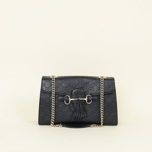 Gucci Black Guccissima Emily Medium Shoulder Bag