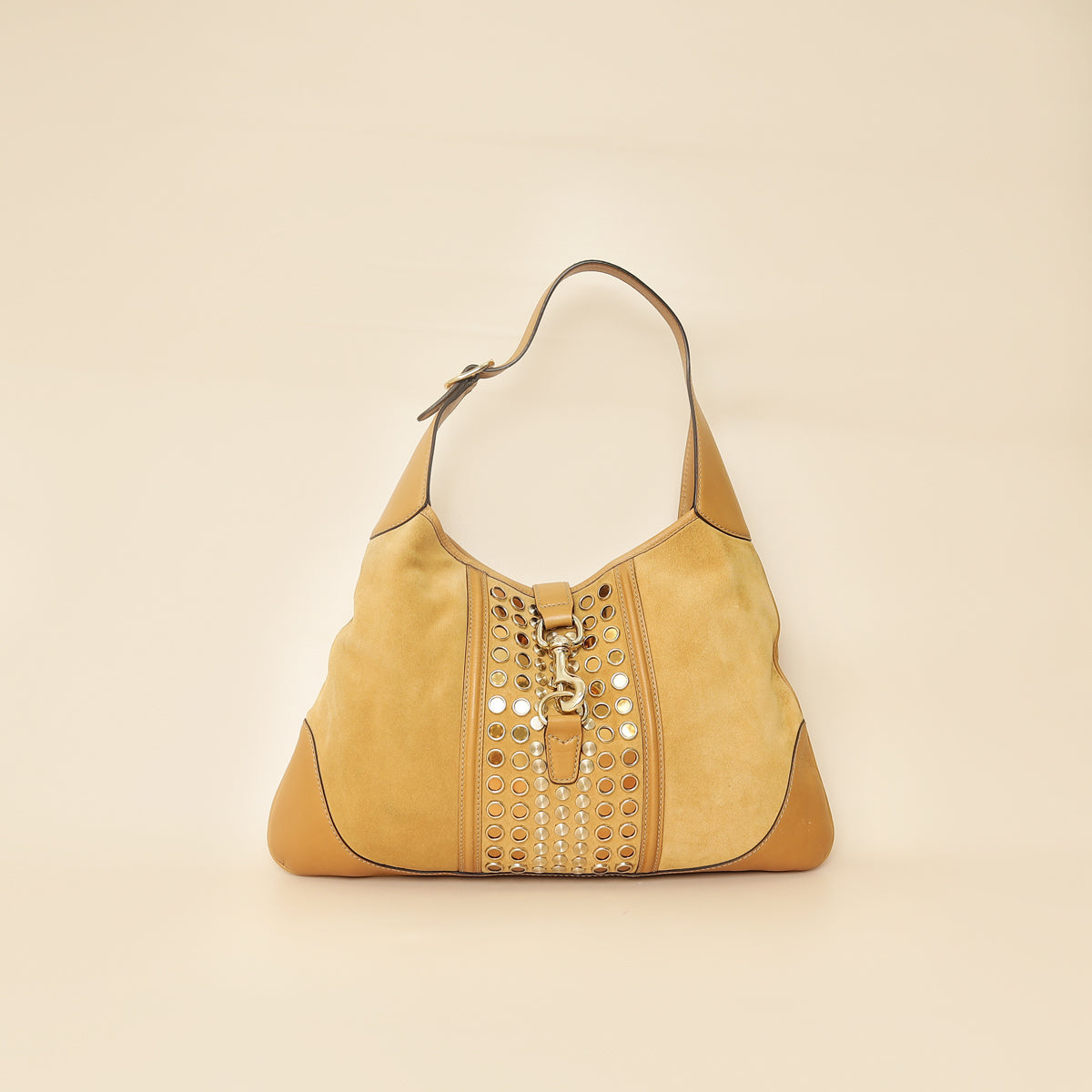 Gucci Beige Jackie O Hobo Suede Bag-Gucci-THE CLOSET