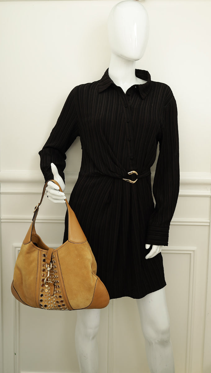 Gucci Beige Jackie O Hobo Suede Bag-Gucci-THE CLOSET