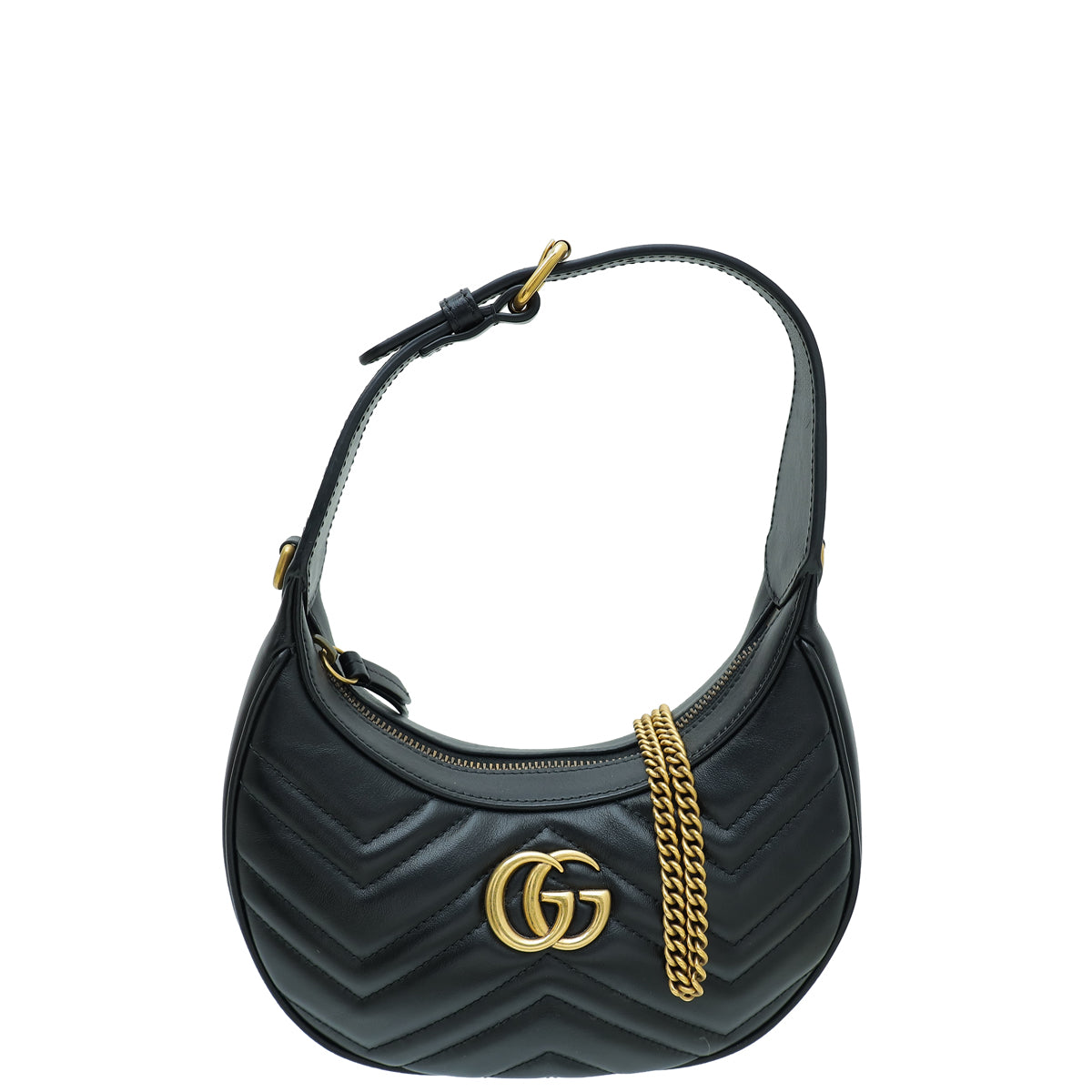 Gucci Black GG Marmont Mini Half-Moon Shaped Bag-Gucci-THE CLOSET