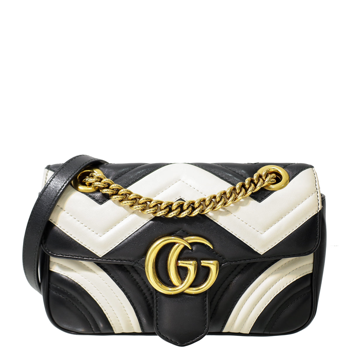 Gucci Bicolor GG Marmont Zigzag Mini Shoulder Bag-Gucci-THE CLOSET