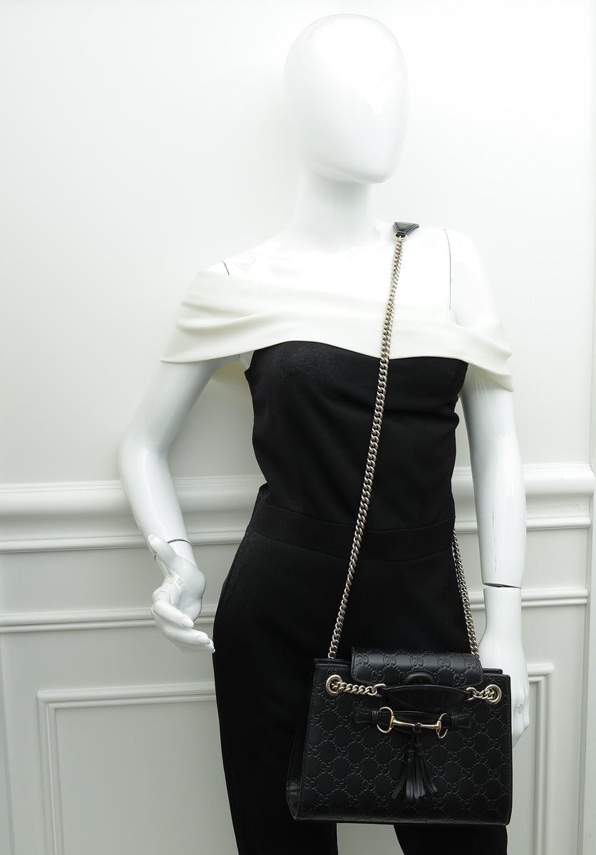 NEW Gucci Padlock Medium GG Black Guccissima Leather Chain Shoulder Bag