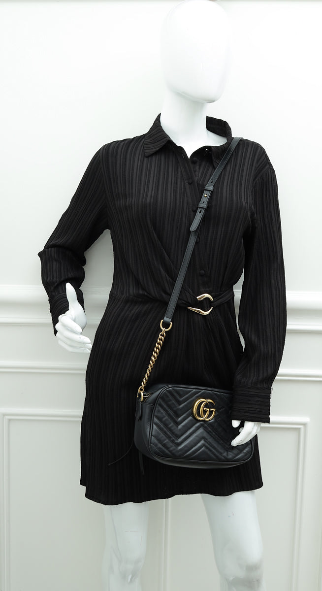 Gucci Black GG Marmont Small Camera Bag