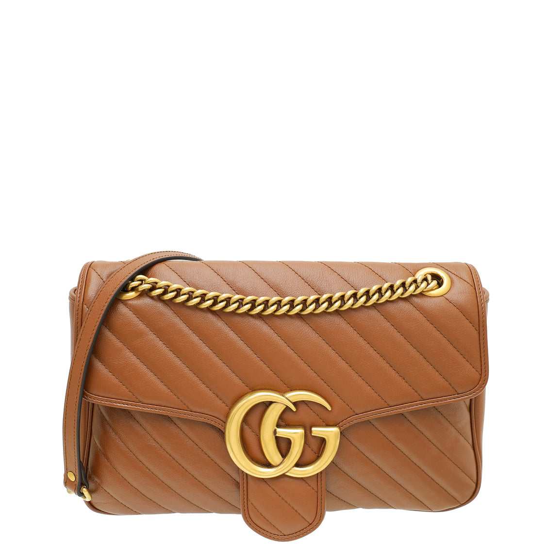 Gucci Brown GG Marmont Medium Diagonal Shoulder Bag